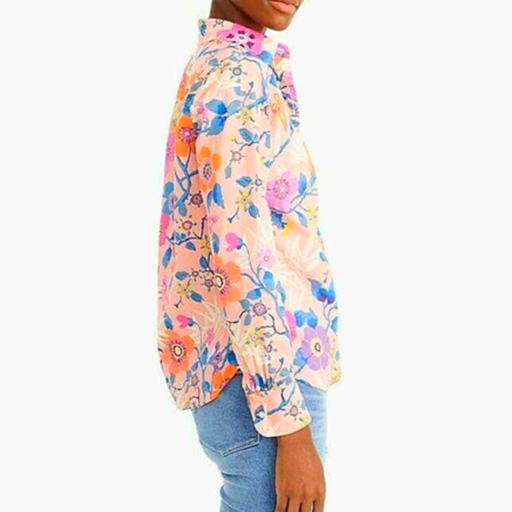 J. Crew Liberty London Floral Classic Popover Shirt Pavilion Pink Multi Blouse - Picture 9 of 11